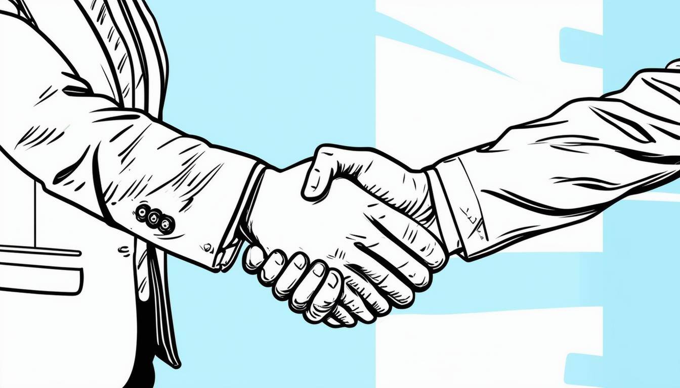 Image Suggestion Image of a businessperson shaking hands with a call center representative