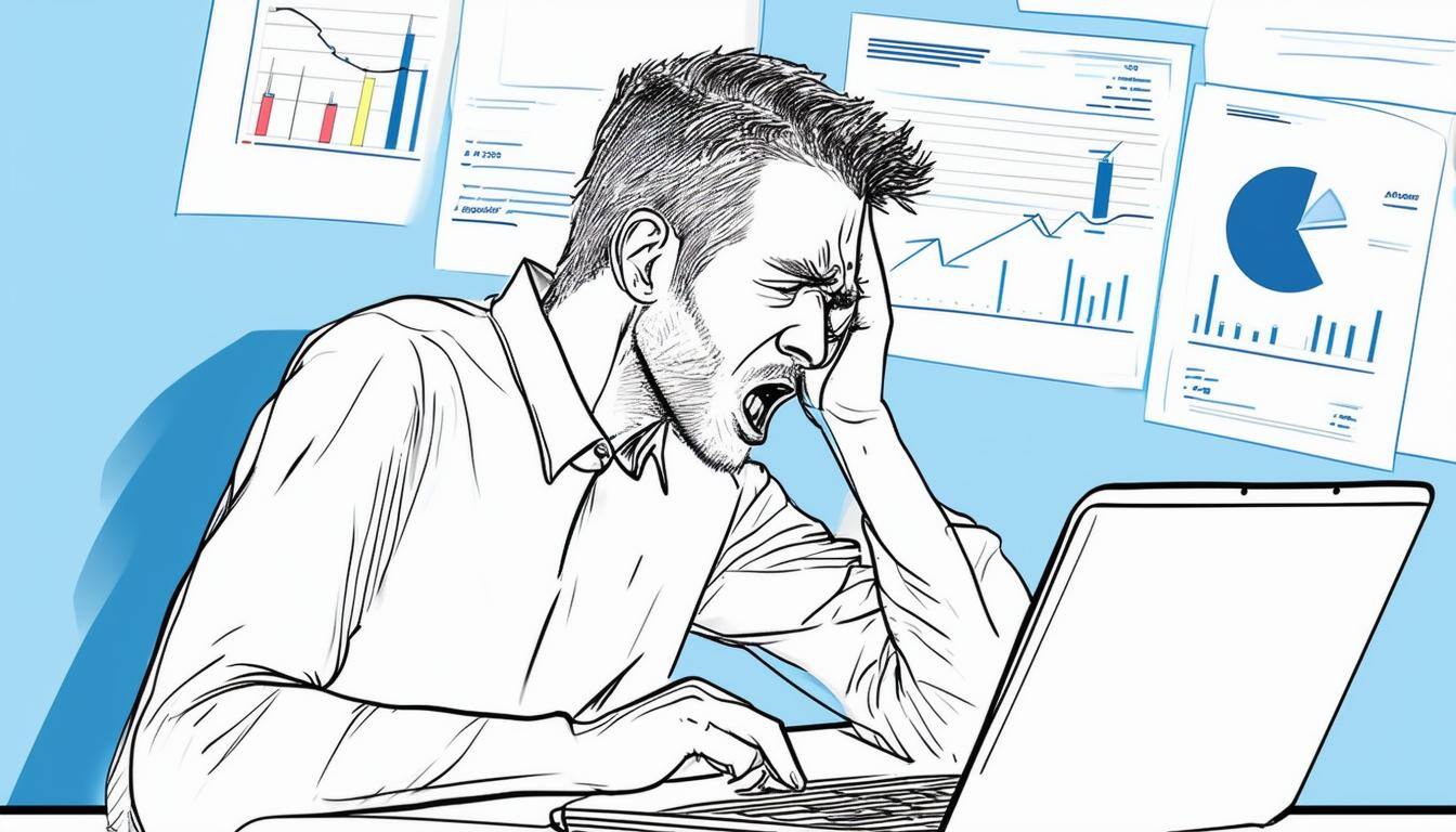 Image Suggestion Image of a frustrated business owner looking at analytics on a laptop