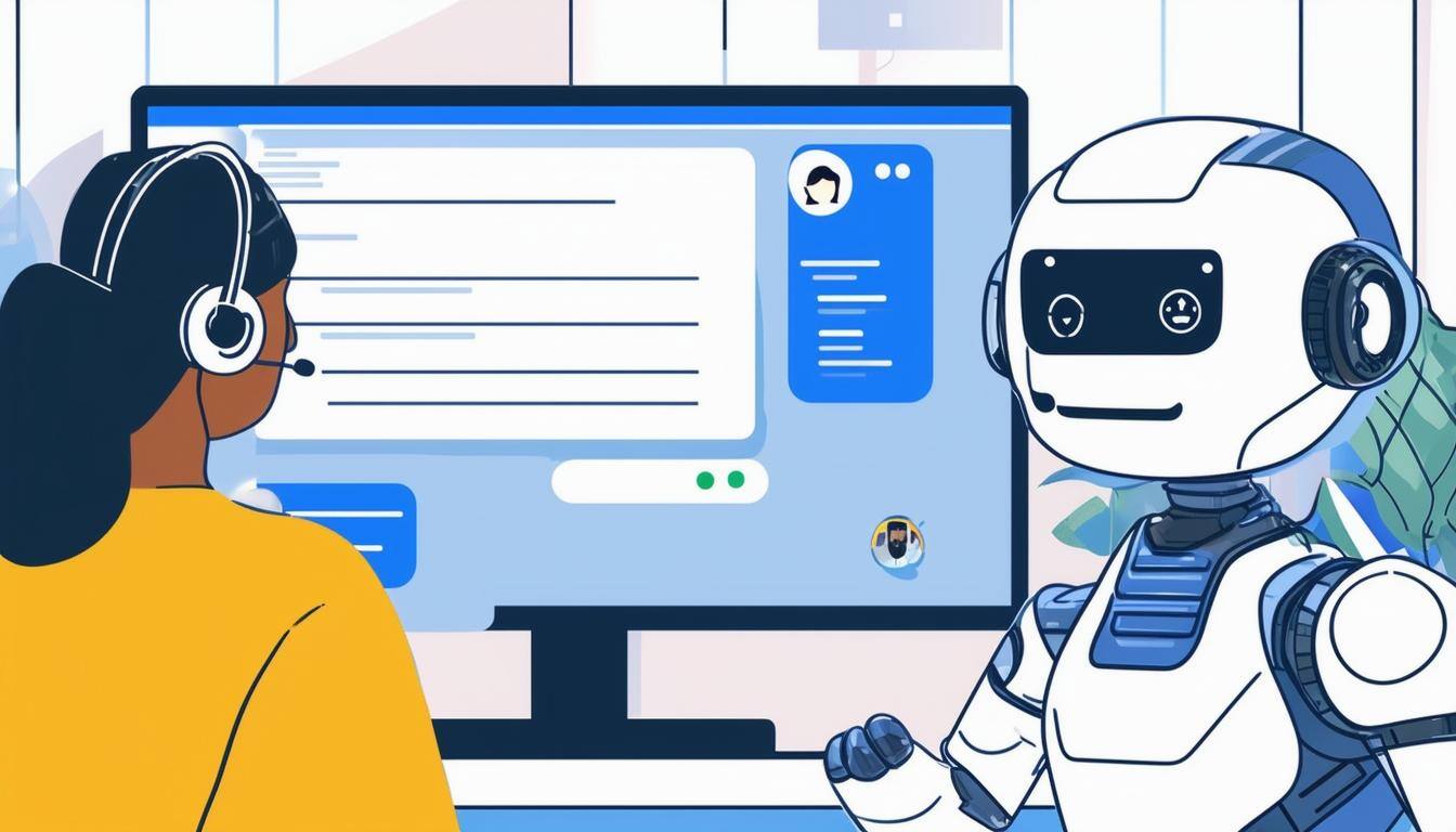 Image Suggestion Image of an AI chatbot alongside a customer service agent on a computer screen