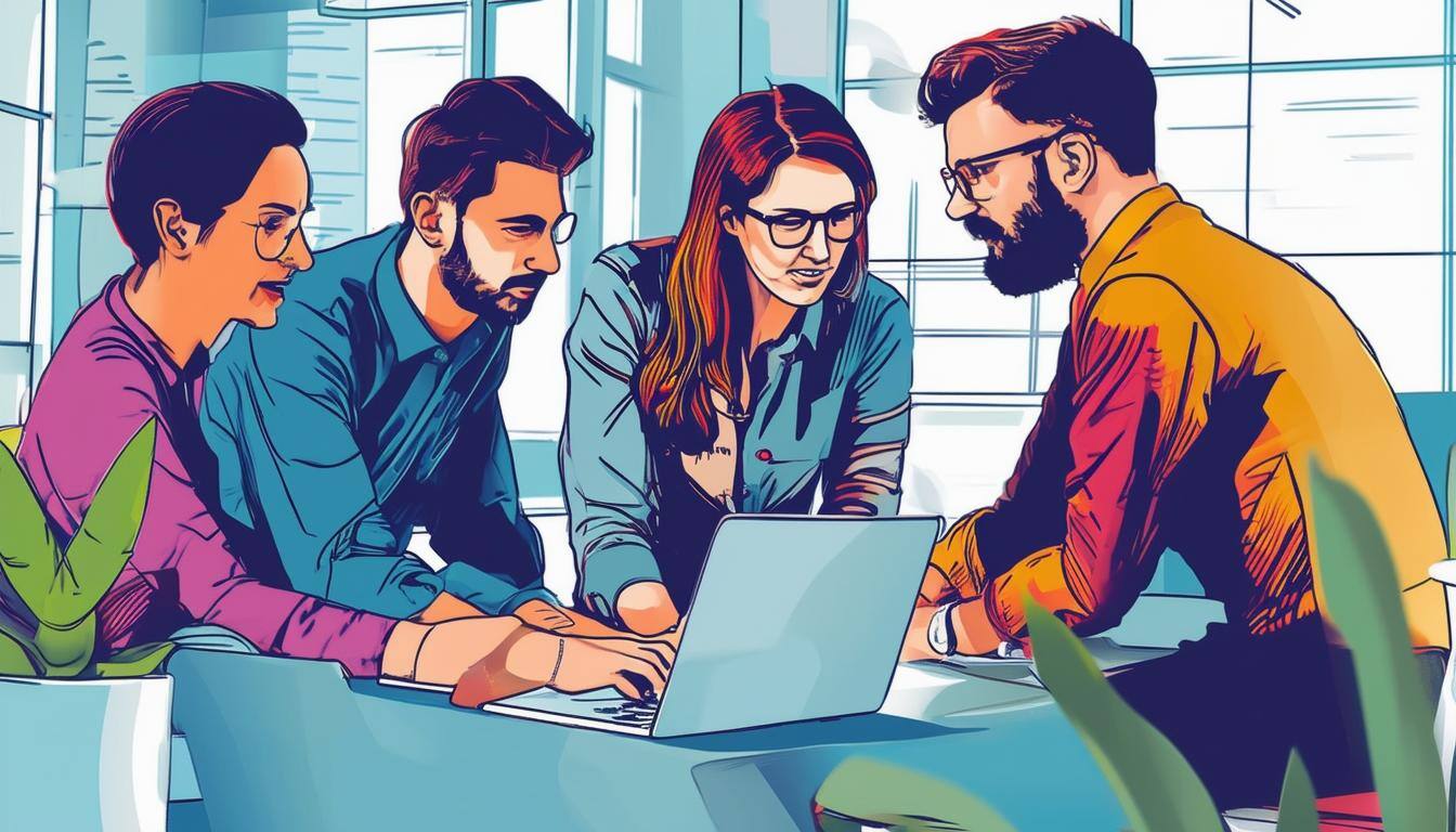 Image of Team collaborating on CRM management