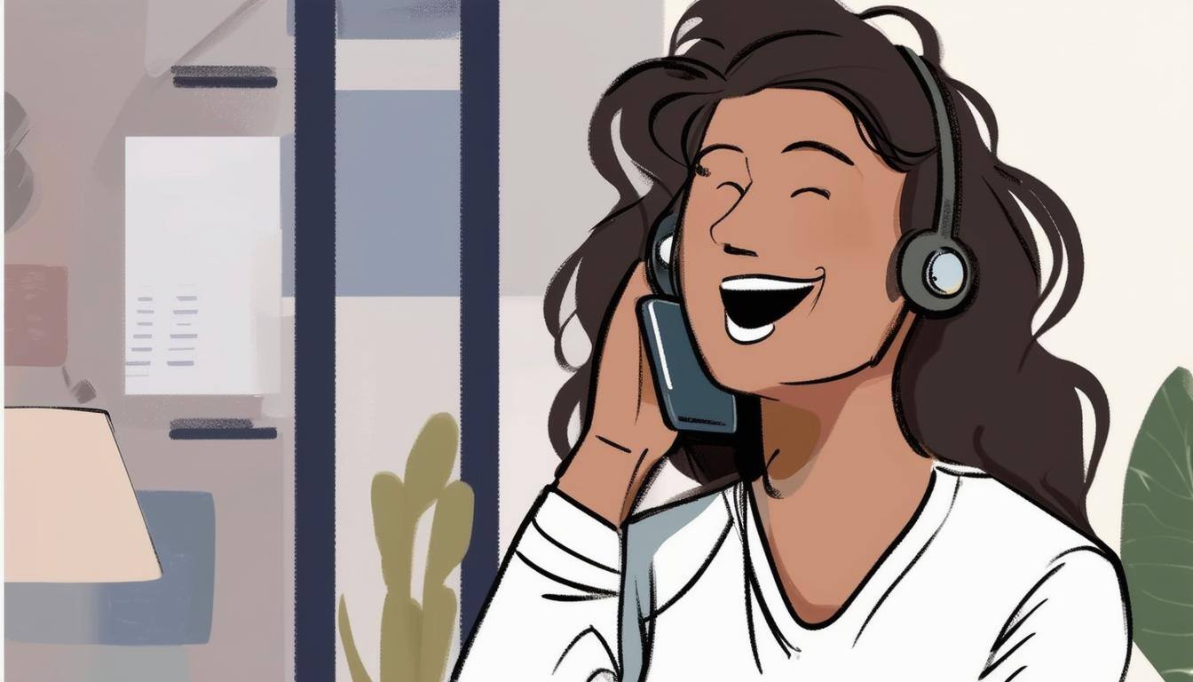 Image of a happy customer on a phone, symbolizing customer satisfaction with support-1