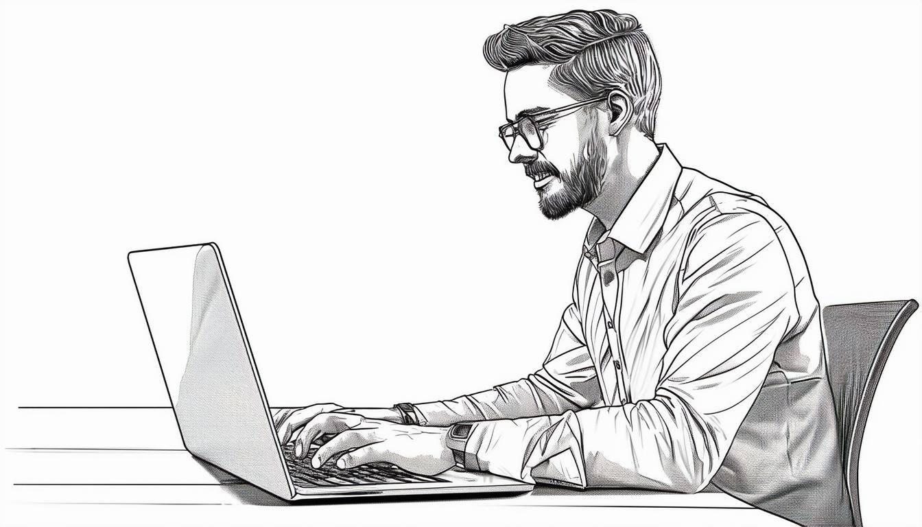 Image of a manager on a laptop