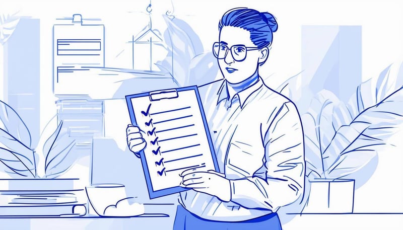 Image of a professional reviewing a compliance checklist on a clipboard-2