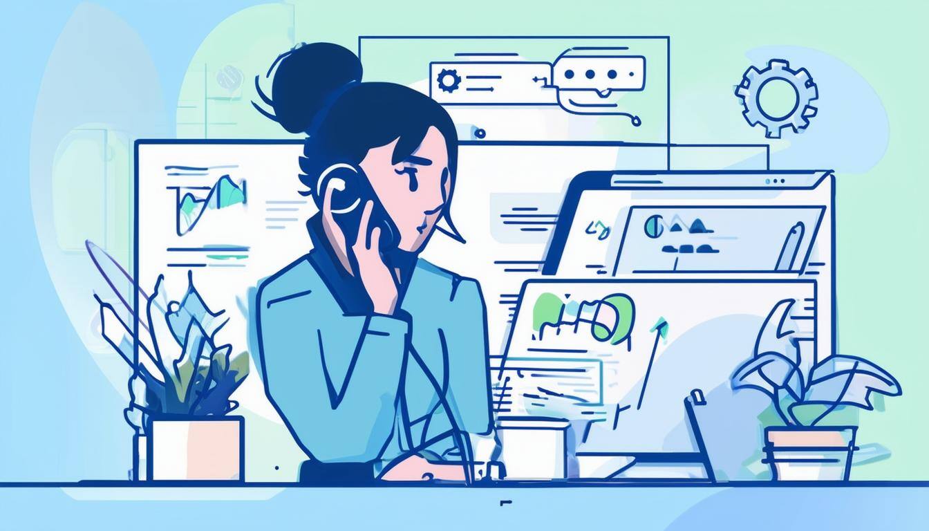 Image of a salesperson on the phone with a prospect while viewing a CRM tool