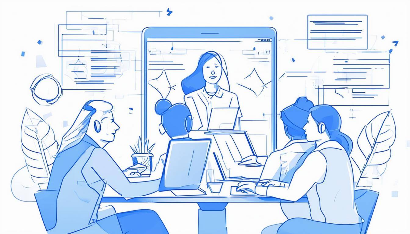 Image of a team collaborating on a virtual conference call