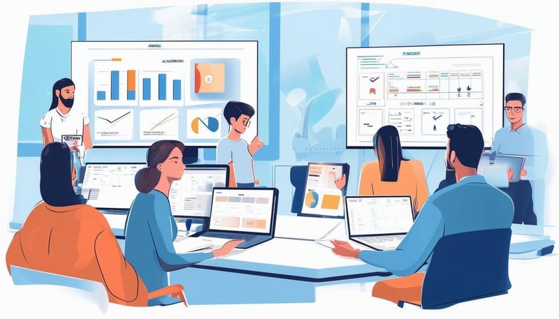 Image of a training session where employees are learning to use a new office management platform-1