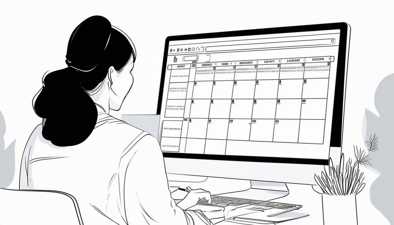 Image of an admin assistant managing a calendar on a computer screen