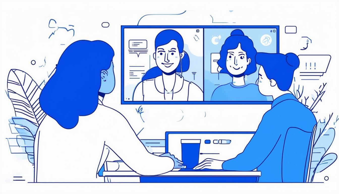 Image of an employee working remotely with IT support on a video call